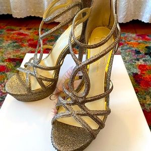 Jessica Simpson gold heels